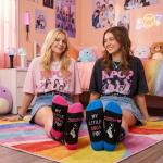 FAHMJMYBD Costume Socks – 2 Pairs Cute Cotton Crew Socks Pop – Novelty Socks for Women & Teens, One Size Fits Most