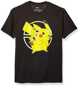 Pokemon Unisex Adult Pokémon Pikachu Poké Ball Icon Trainer T-Shirt, Black, Large US