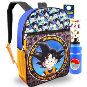 Dragon Ball Z Backpack for Boys - Bundle with Anime School Bag for Kids Plus Stickers, Water Bottle, More | Dragon Ball Backpack Set for Kids