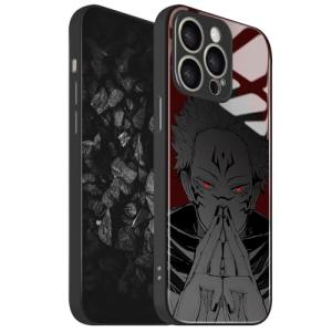 Akatxezy Ryomen Sukuna Anime Tempered Glass Phone Case, Silicone Shockproof Shell, Vivid Manga Art for iPhone 16 Pro Max