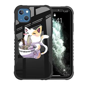 LANJINDENG Compatible iPhone 13/14 Case, Shockproof, Anti-Scratch, Cat Kawaii Design, Black
