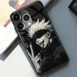 Akatxezy Japanese Anime Phone Case for iPhone 16 Pro - Stylish Silicone Glossy Shell, Manga Design Pattern Glass Cover