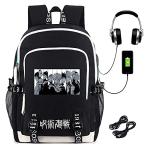 Roffatide Anime Laptop Backpack College Schoolbag Printed Rucksack with USB Charging Port & Headphone Port Black