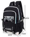 Roffatide Anime Laptop Backpack College Schoolbag Printed Rucksack with USB Charging Port & Headphone Port Black