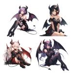YUNEX 5.1" Devil Kawaii Girl with Wings Sitting Anime Car Decals Auto Body Laptop Windshield Trunk Lid Accessories Stickers (4Pcs)