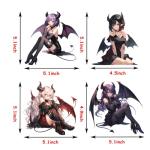 YUNEX 5.1" Devil Kawaii Girl with Wings Sitting Anime Car Decals Auto Body Laptop Windshield Trunk Lid Accessories Stickers (4Pcs)
