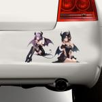 YUNEX 5.1" Devil Kawaii Girl with Wings Sitting Anime Car Decals Auto Body Laptop Windshield Trunk Lid Accessories Stickers (4Pcs)