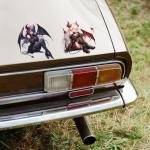 YUNEX 5.1" Devil Kawaii Girl with Wings Sitting Anime Car Decals Auto Body Laptop Windshield Trunk Lid Accessories Stickers (4Pcs)