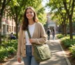 Zxtvmn Japanese New 2026 My Neighbor Canvas Messenger Bags Cartoon Students Book Crossbody Bags with Mutiple Pockets, Compatible with my neighbor totoro bag (Khaki)