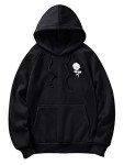 Floerns Men's Black Graphic Hoodie Pullover L