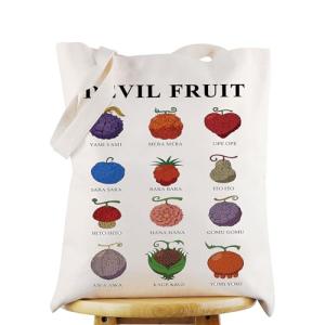 WZMPA Devil Fruit Canvas Tote Bag Devil Fruit Aesthetic Gift Anime Rubber Fruit Reusable Shoulder Bag Devil Fruit Merchandise (Devil Fruit TG)