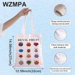 WZMPA Devil Fruit Canvas Tote Bag Devil Fruit Aesthetic Gift Anime Rubber Fruit Reusable Shoulder Bag Devil Fruit Merchandise (Devil Fruit TG)
