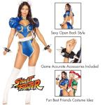 Leg Avenue Womens 4 Pc Street Fighter Battle Chun Li Costume With Bun Covers, SMALL, Multicolor