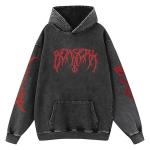 BNNNRNJA Unisex Anime Washed Hoodie Cosplay Costume Men Vintage Sweatshirts Long Sleeve Casual Hooded Pullover for Women(XXL,Black-B)