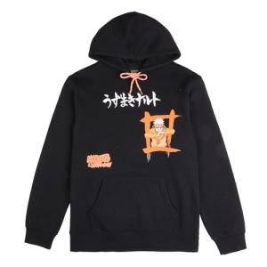 Bioworld Naruto Shippuden Naruto Combat Pose Men's Black Long Sleeve Hooded Sweatshirt-Medium