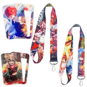 Babymiu Anime Hero Lanyard with ID Holder（2 Pack） for Key String Wallet. Anime Accessories Decor Gifts Merch Party Supplies Keychain Card Stocking Filler for Teens Teacher Office.