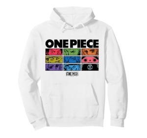 One Piece Anime Character Eyes Colorful Pop Art Grid Pullover Hoodie