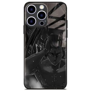 Akatxezy Eren and Attack-Titan Anime Tempered Glass Phone Case Shockproof Silicone Cover, Stylish Manga Character for iPhone 16