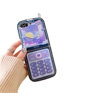 Compatible with Samsung Galaxy Z Flip 7 Case, PC Shell Funny Mobile Phone Design Cute Anime Shockproof Protective Cover for ZFlip 7 for Woman Blue