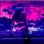 AOHMPT Anime Girl, Cool & Sexy Girls Blacklight Tapestry - UV Reactive Glow Wall Art for Bedroom, Gaming Room & Neon Parties, Perfect for Anime Party Decor 59L x 51W