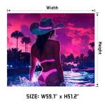 AOHMPT Anime Girl, Cool & Sexy Girls Blacklight Tapestry - UV Reactive Glow Wall Art for Bedroom, Gaming Room & Neon Parties, Perfect for Anime Party Decor 59L x 51W