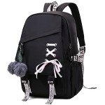 FENGDONG Anime-Inspired Black Backpack for Teens