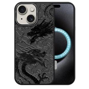 DAIZAG Case for iPhone 15, [Durable Shockproof Protective Magnetic Cover] [Compatible with MagSafe],Dragons Black