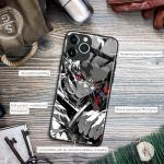 Unique Manga Case for iPhone 15 Pro Max Aesthetic Anime Art Glossy Glass Silicone Shockproof Protective Cover Shell
