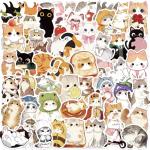 Cute Cat Aesthetic Stickers for Kids Teens, 50PCS Funny Anime Kitten Waterproof Stickers Pack for Water Bottle Laptop Scrapbook, Kawaii Pet Supplies Decals, Cat Animal Party Favors