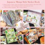 Japanese Manga Style Sticker Book,45 Sheets Comic Books Style Material Decoration Kawaii Stickers - 800+ Designs in 1 Book for DIY Scrapbooking Journaling Handbook Decoration (C)