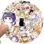 Cute Cat Aesthetic Stickers for Kids Teens, 50PCS Funny Anime Kitten Waterproof Stickers Pack for Water Bottle Laptop Scrapbook, Kawaii Pet Supplies Decals, Cat Animal Party Favors