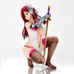 MABAIUDE Erza Scarlet Figure Statue - 18cm Squatting Position Hold The Sword Sexy Maid Version - 1/7 Scale Anime Erza Scarlet Action Figure Collectible Birthday Gifts