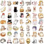 Cute Cat Aesthetic Stickers for Kids Teens, 50PCS Funny Anime Kitten Waterproof Stickers Pack for Water Bottle Laptop Scrapbook, Kawaii Pet Supplies Decals, Cat Animal Party Favors