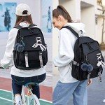 FENGDONG Anime-Inspired Black Backpack for Teens