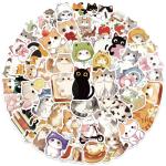 Cute Cat Aesthetic Stickers for Kids Teens, 50PCS Funny Anime Kitten Waterproof Stickers Pack for Water Bottle Laptop Scrapbook, Kawaii Pet Supplies Decals, Cat Animal Party Favors