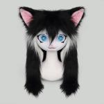 SMILETERNIT Animal Head Cat Fursuit Cut Mask Halloween Masquerade Cosplay Costume Props Blackwhite
