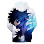 CHLOBLOM Boku No Hero Fleece Hoodie Novelty Hooded Pullover Sweatshirt for Adult (XXL, Blue White)