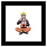 Gallery Pops Naruto Shippuden - Naruto Uzumaki Eating Noodles Wall Art, Black Framed Version, 12'' x 12''