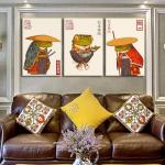 3Pcs Vintage Japanese Frog Wall Art Cute Funny Japan Samurai Frog Posters Prints Japanese Matsumoto Hoji Painting Pictures Eclectic Animal Canvas Wall Decor Framed (green, 12x16 Framed)