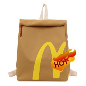 JBIUVBTY Classic Funny Retro Paper Bag Large Capacity Backpack Cute Personalized Shoulder Crossbody Canvas Backpack Notebook