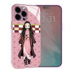 Akatxezy Nezuko Kamado Anime Role Pink Phone Case - Manga Character Pattern Protective Shell for iPhone 12