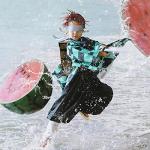 VZQI Halloween Cosplay Costumes Kamado Kids Girls Anime Kimono Hallowee Cloak with Retractable Sword L