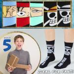 One Piece 5 Pack Crew Socks for Men, Teens, Funny Anime Breathable Socks for Work, Sports, Novelty Gifts for Men (3.5/7.5 UK, Black)