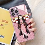 Akatxezy Nezuko Kamado Anime Role Pink Phone Case - Manga Character Pattern Protective Shell for iPhone 12