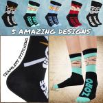 One Piece 5 Pack Crew Socks for Men, Teens, Funny Anime Breathable Socks for Work, Sports, Novelty Gifts for Men (3.5/7.5 UK, Black)