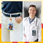 Pounchi Cute Anime Retractable Badge Reels (2 Pack) with Cute Name Tag Badge Holder (2 Pack) Cartoon ID Badge Holders Nursing Badge Reel Badge Clip Gifts for Teens Kids