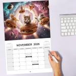 Space Cats Wall Calendar 2026 | Funny Cat Themed Gifts For Cat Lovers