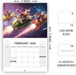 Space Cats Wall Calendar 2026 | Funny Cat Themed Gifts For Cat Lovers