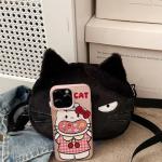 Cute Black Cat Purse for Girls, Anime Plush Bag Crossbody for Little-Girl, Teen Trendy Stuff, Crossbody Fluffy Purse for Teen-Girls, Perfect Gifts