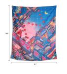 NAVNAWM Japanese Anime Cityscape Tapestry, Wall Hanging Art, Blue and Pink Night Scene, 51 x 59 inches, for Bedroom Dorm Living Room